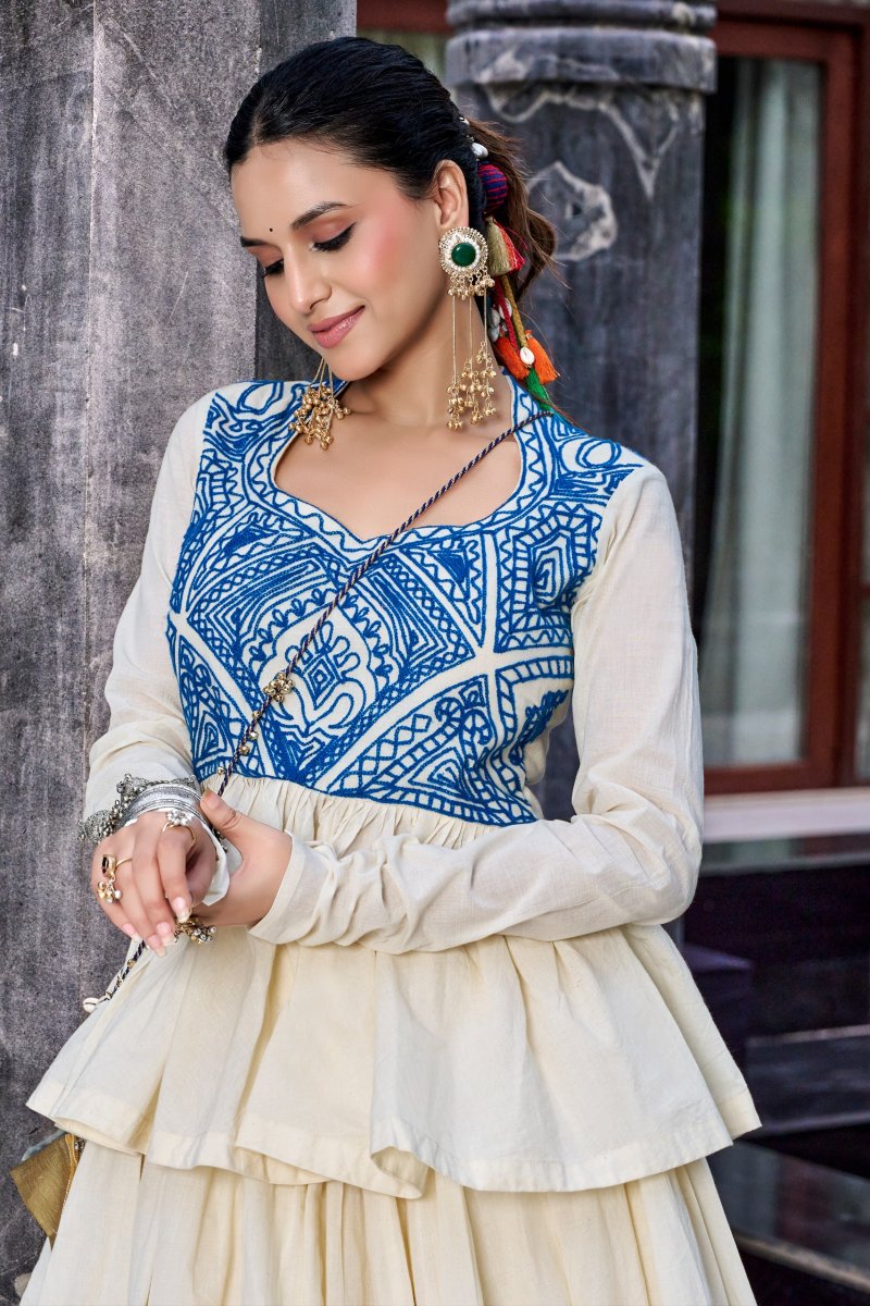 Nnk1754 Chhabili Pure Cotton Gamthi Work Navratri Lehenga Choli